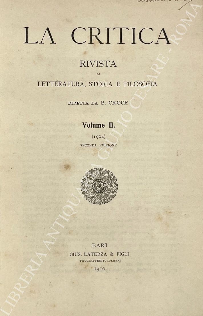 La Critica. Rivista di letteratura, storia e filosofia