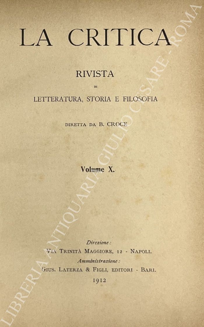 La Critica. Rivista di letteratura, storia e filosofia