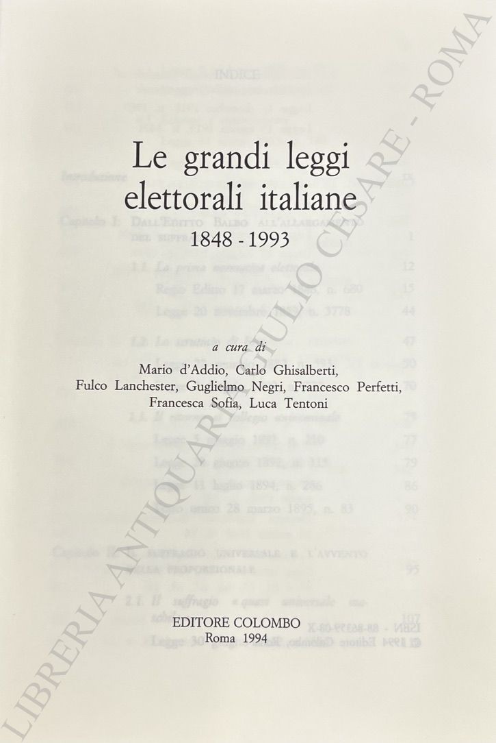 Le grandi leggi elettorali italiane 1848 - 1993
