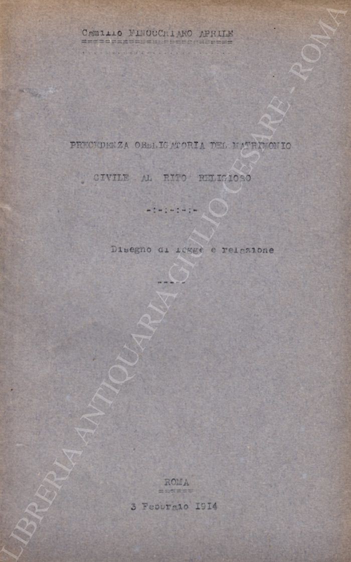 Precedenza obbligatoria del matrimonio civile al rito religioso