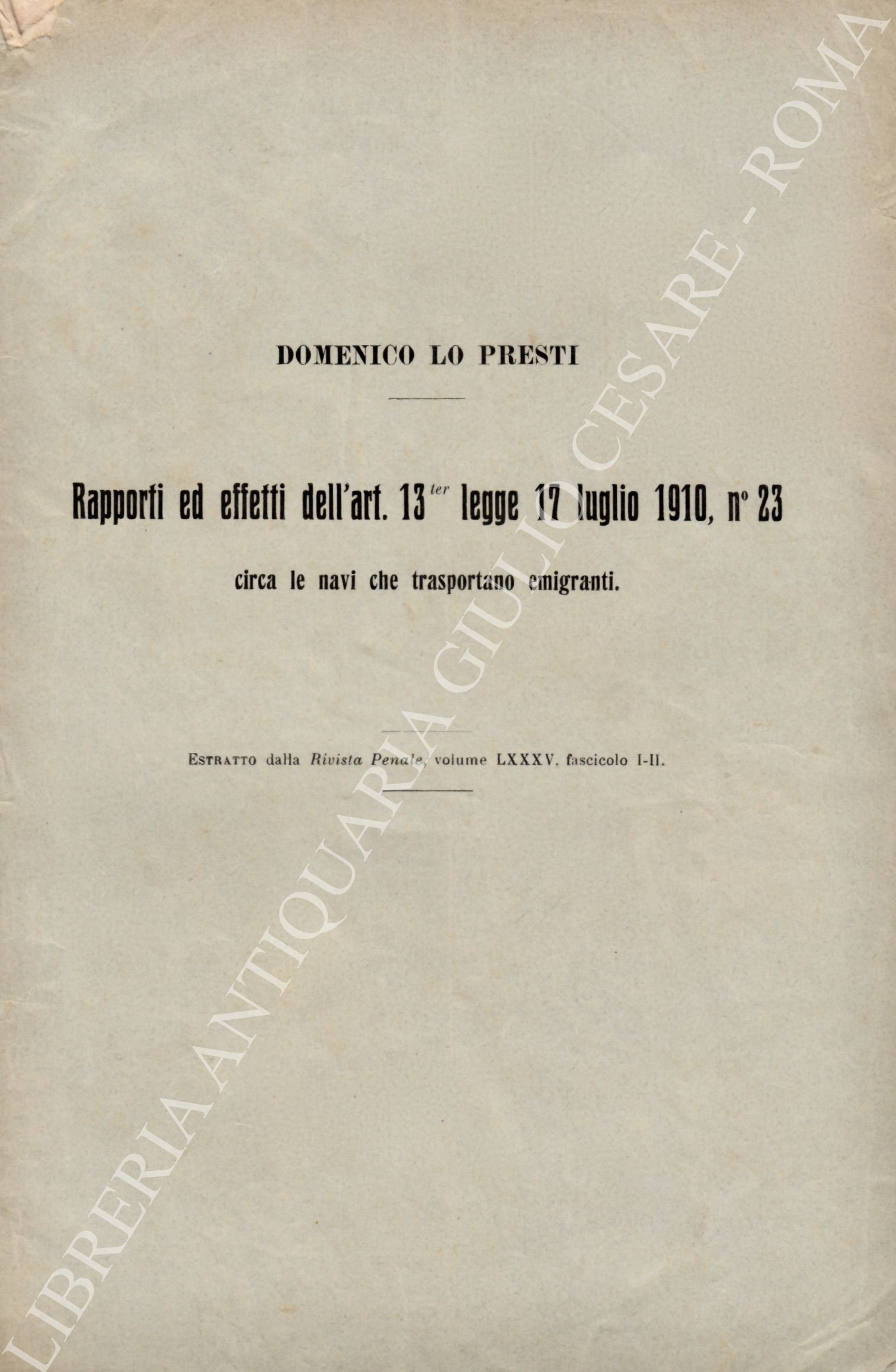Rapporti ed effetti dell'art. 13 ter legge 17 luglio 1910, n. 23