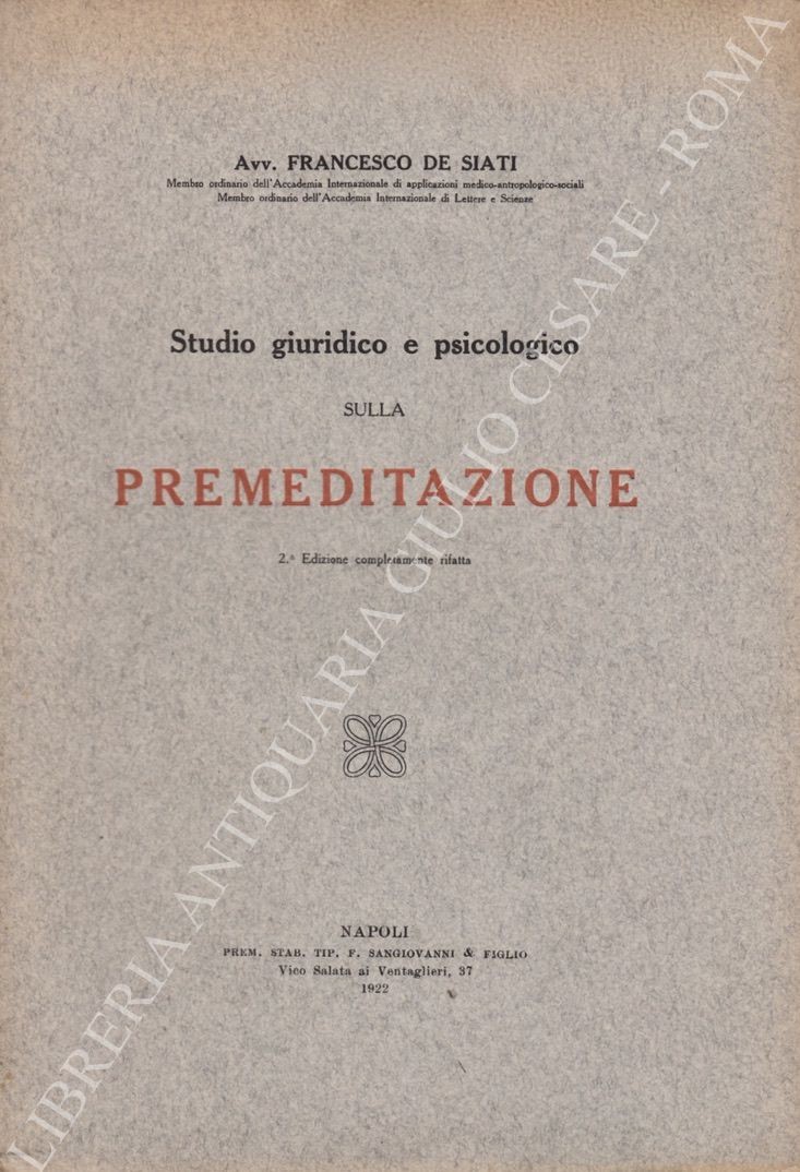 Studio giuridico e psicologico sulla premeditazione