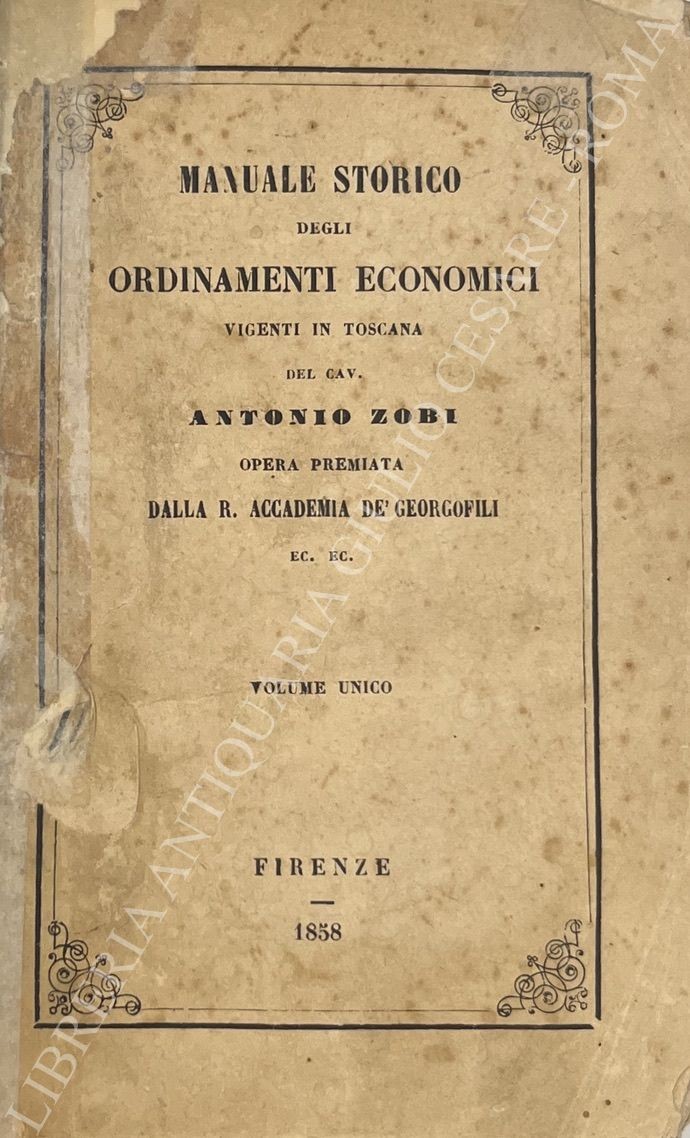 Manuale storico degli ordinamenti economici vigenti in Toscana 