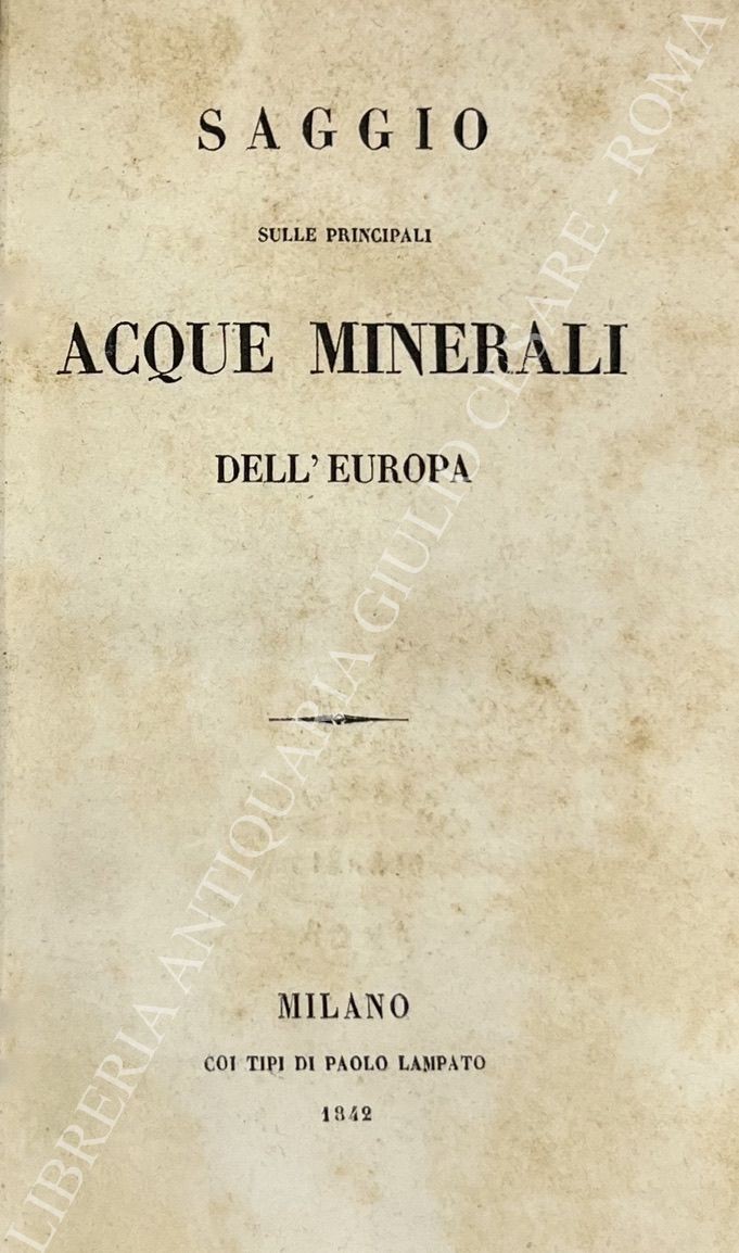 Saggio sulle principali acque minerali