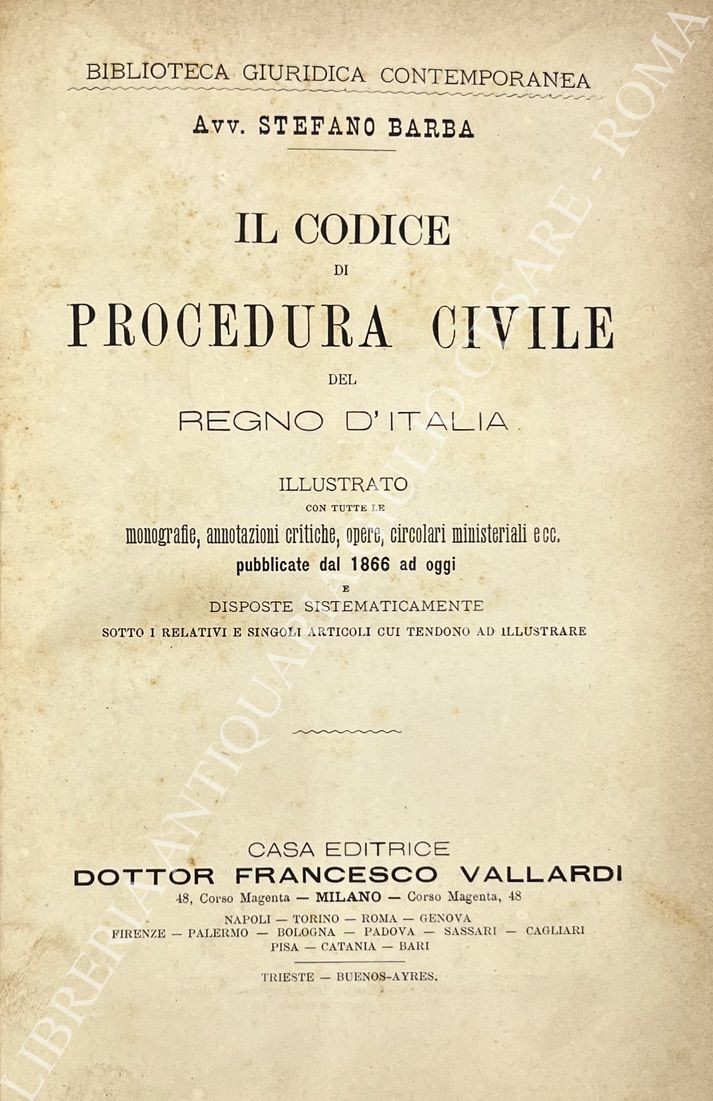 Il codice di procedura civile del Regno d'Italia