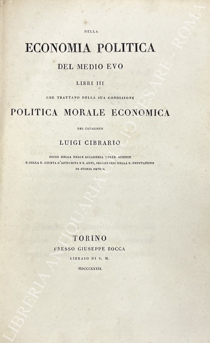 Della economia politica del Medio Evo
