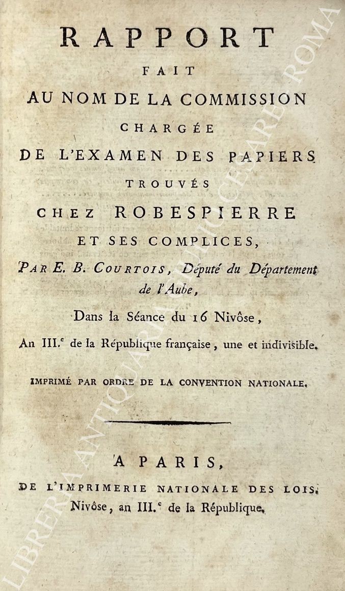 Rapport fait au nom de la commission chargee de l'examen des papiers