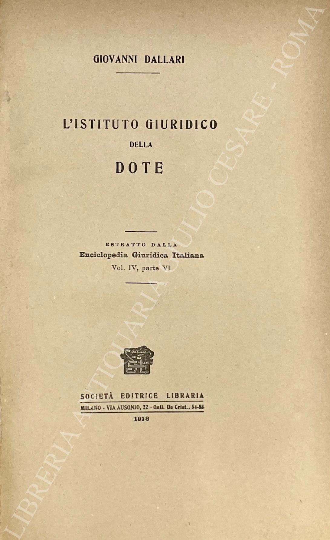L'istituto giuridico della dote