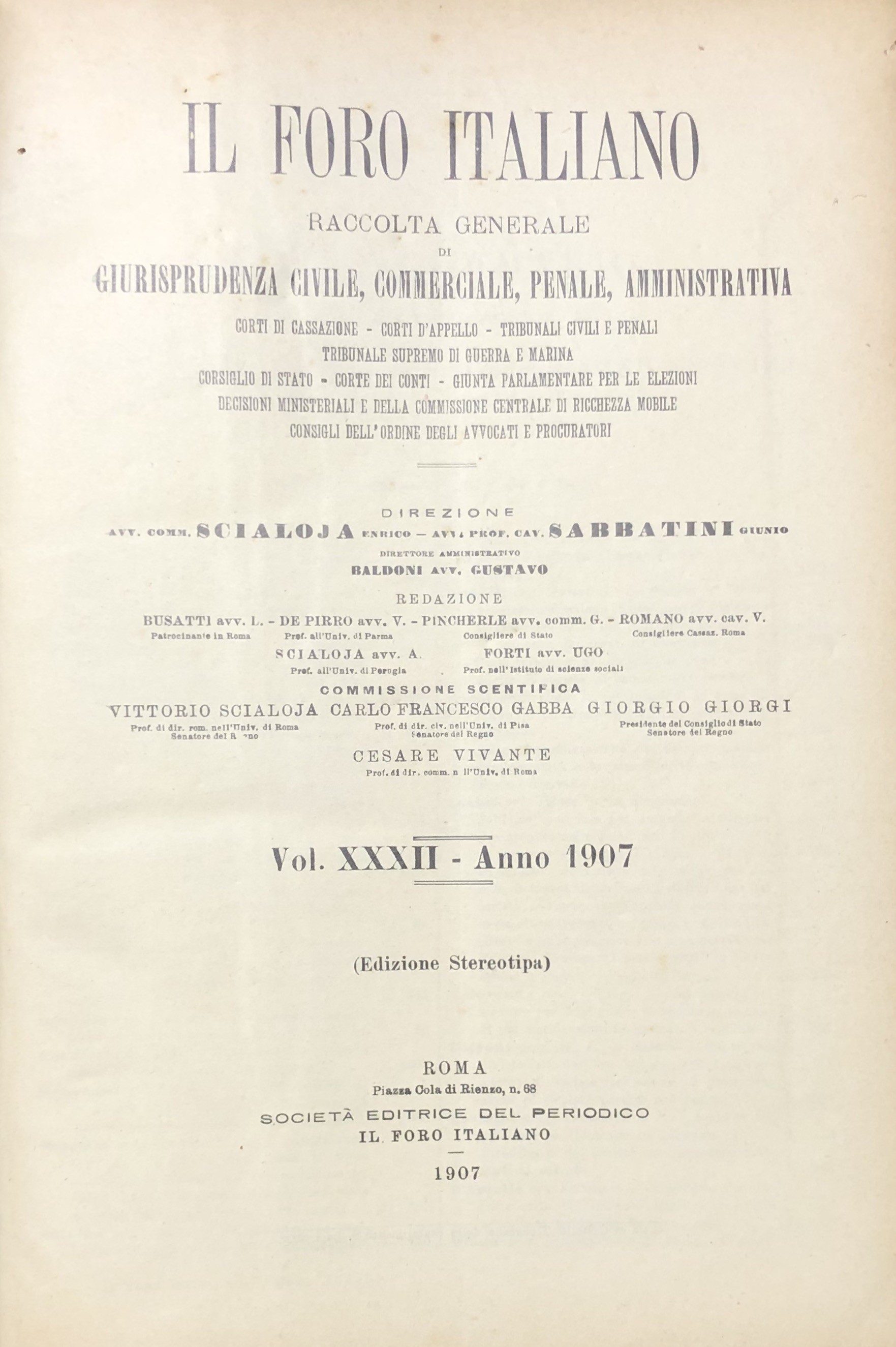 Il Foro Italiano. Annata 1907