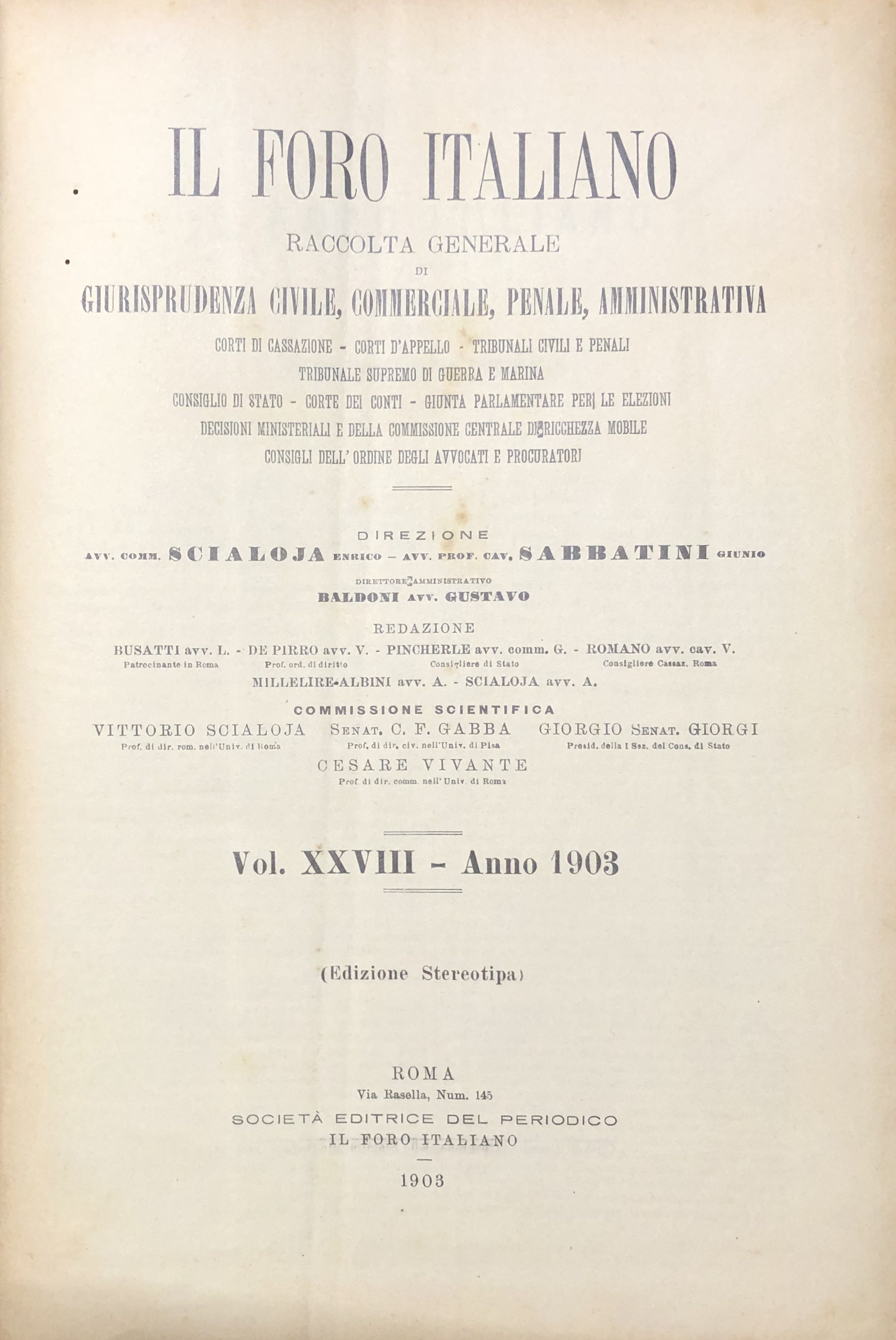 Il Foro Italiano. Annata 1903