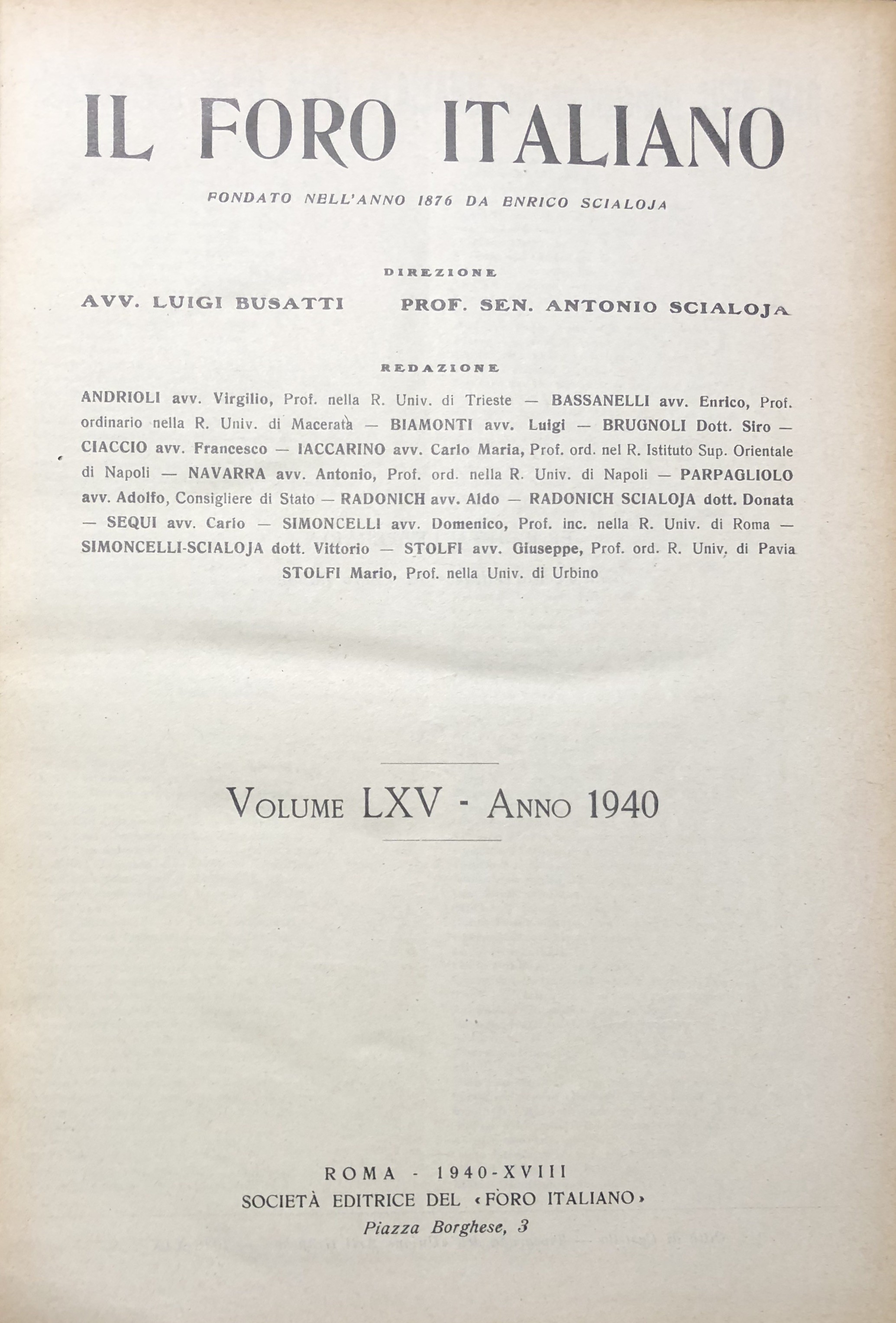 Il Foro Italiano. Annata 1940