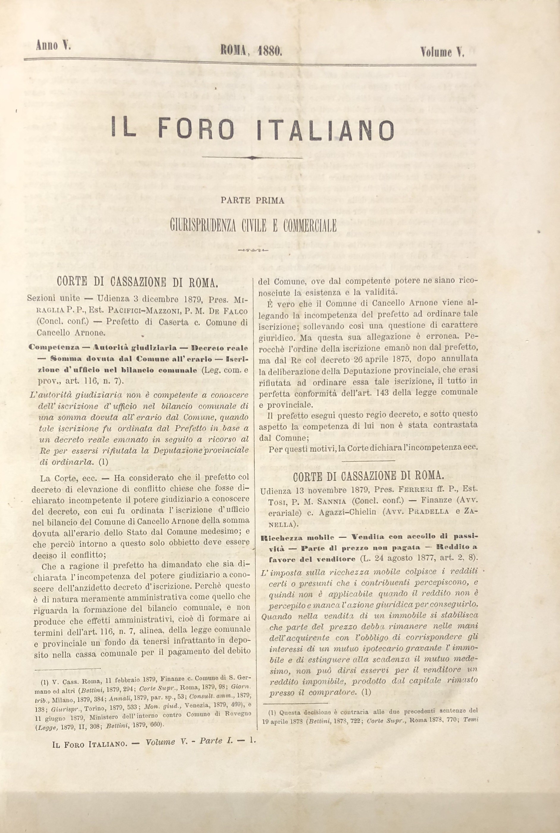Il Foro Italiano. Annata 1880