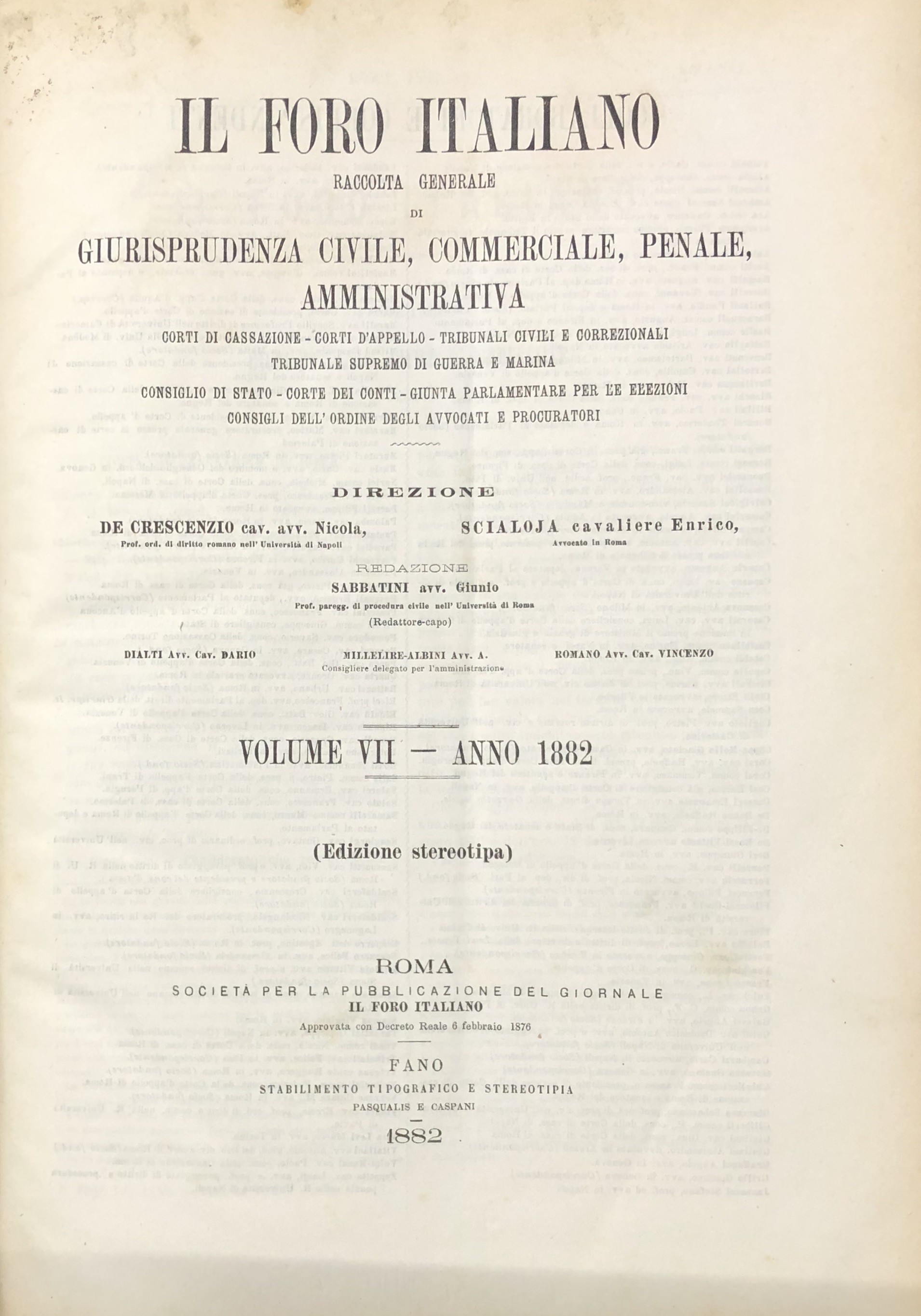 Il Foro Italiano. Annata 1882