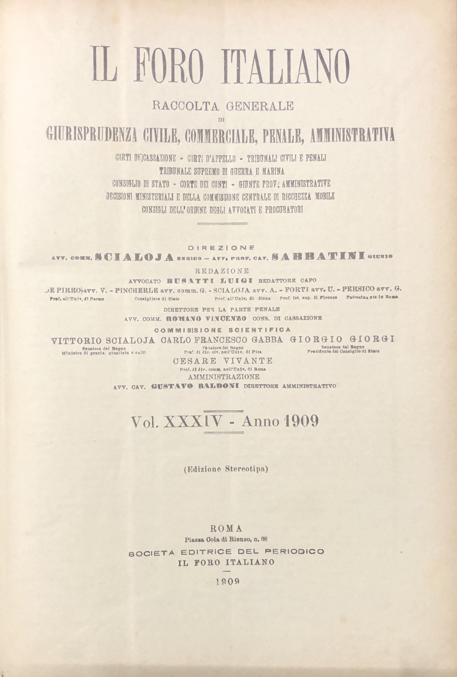 Il Foro Italiano. Annata 1909