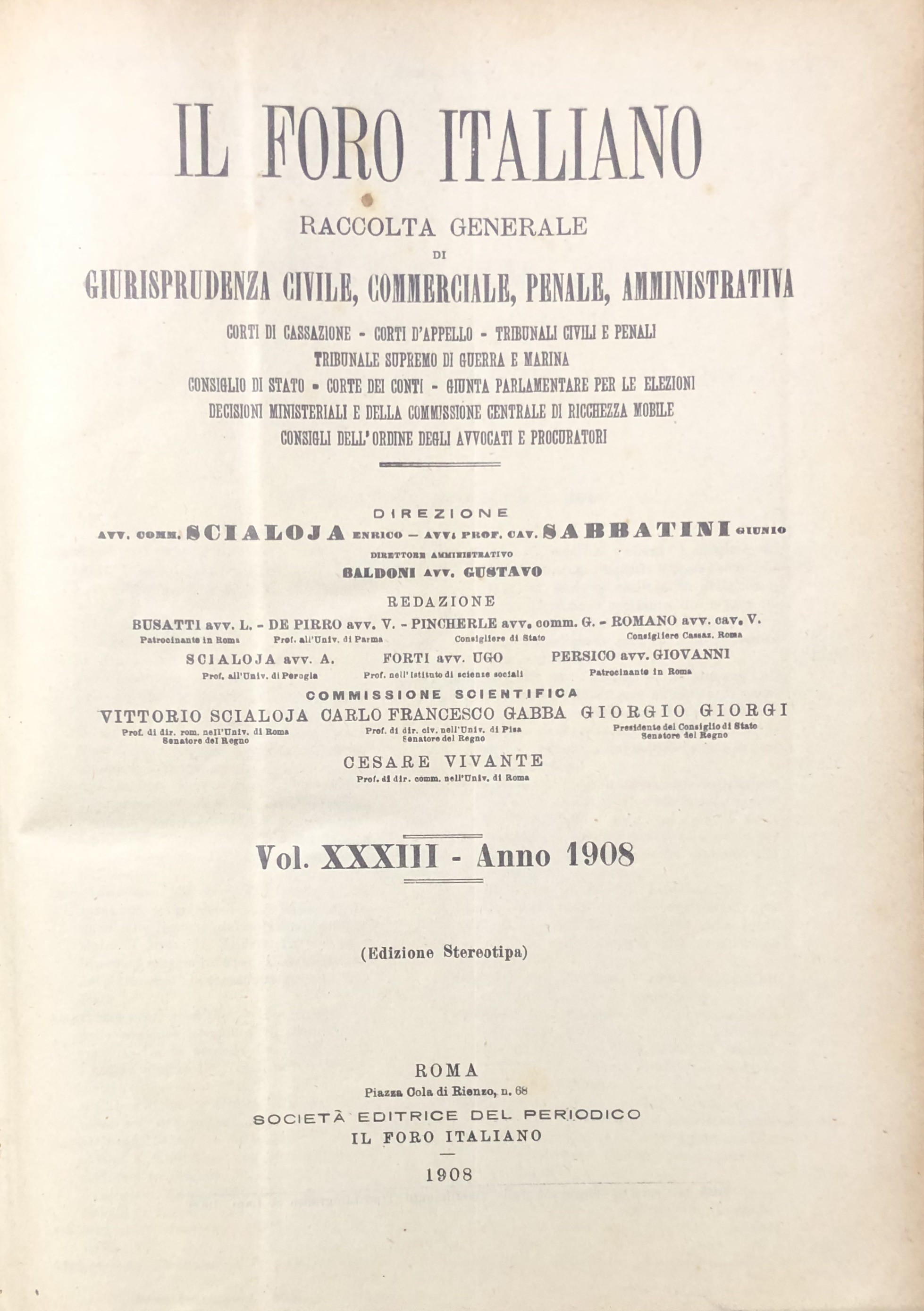 Il Foro Italiano. Annata 1908