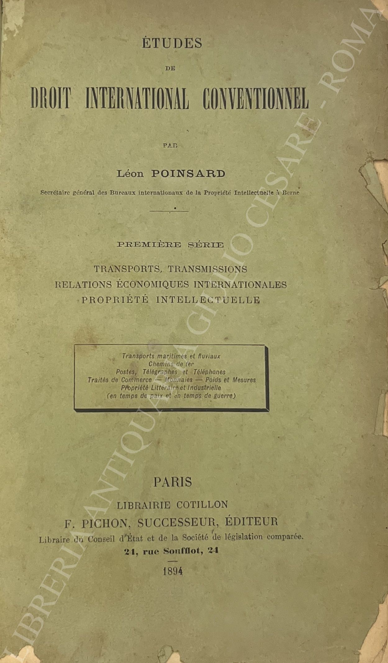 Etudes de droit international conventionnel