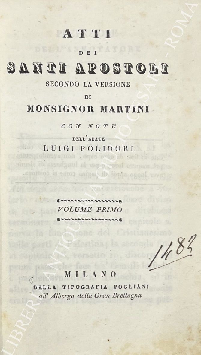 Atti dei Santi Apostoli secondo la versione di Monsignor Martini
