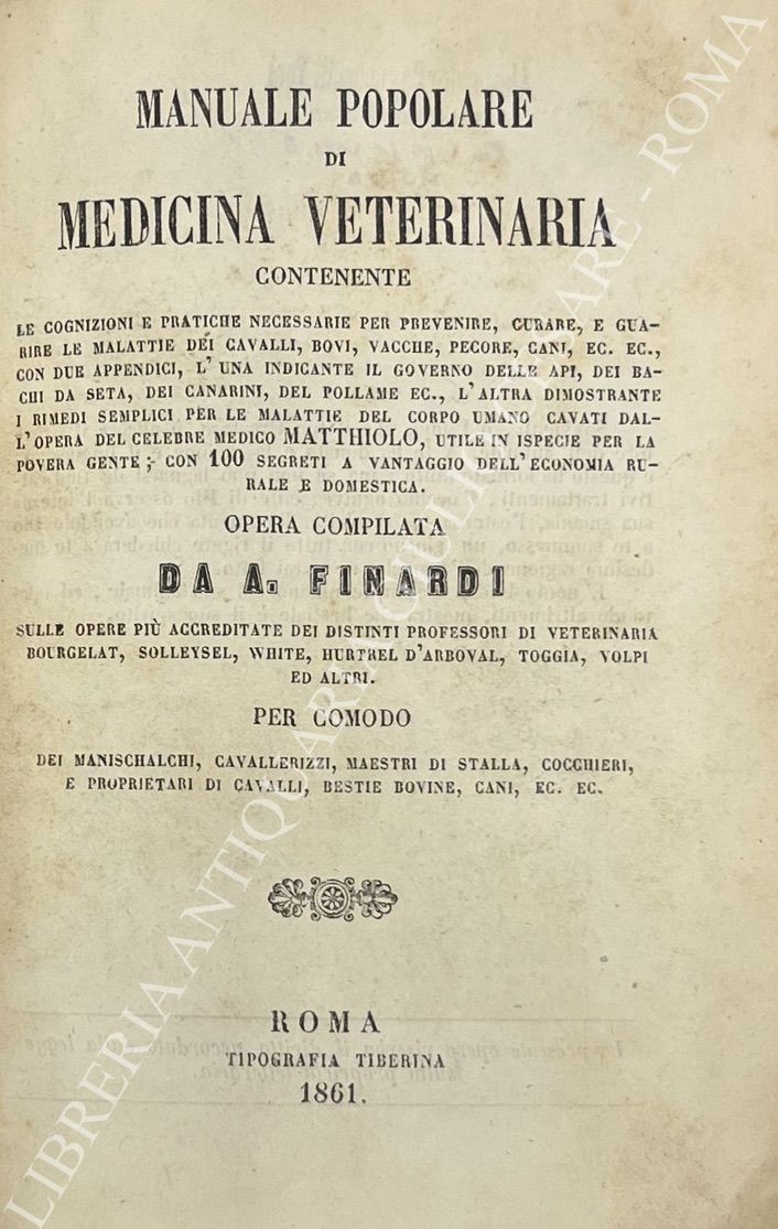 Manuale popolare di medicina veterinaria contenente le cognizioni