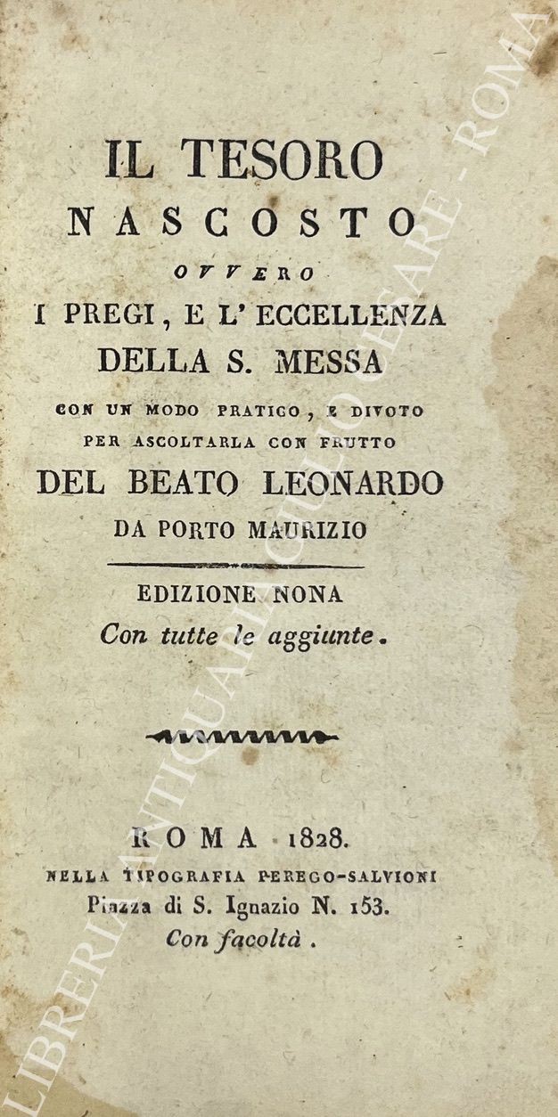 Il tesoro nascosto ovvero i pregi, e l'eccellenza della S. Messa