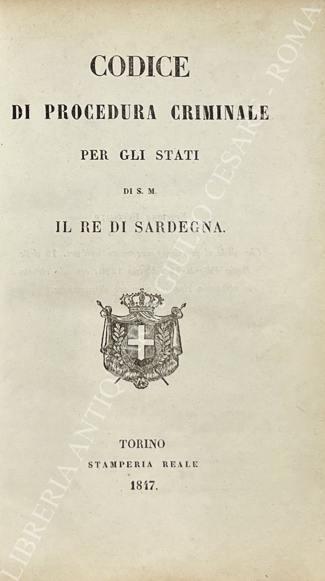 Codice di Procedura Criminale per gli Stati di S.M. il Re di Sardegna