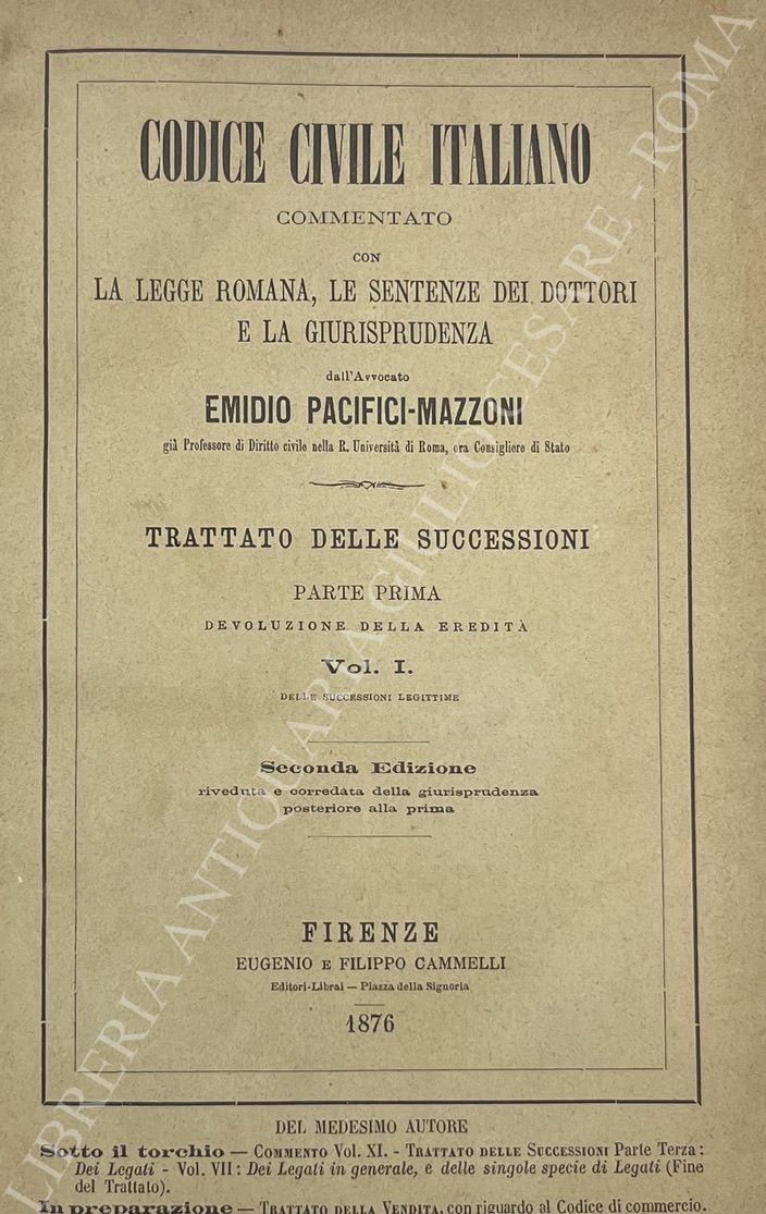 Codice civile italiano commentato con la legge romana