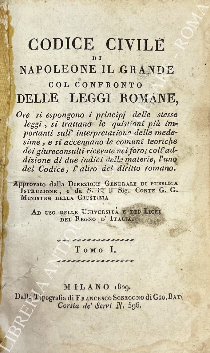 Codice civile di Napoleone il Grande col confronto delle Leggi Romane