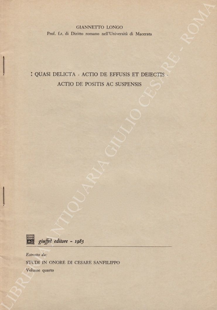 I quasi delicta - actio de effusis et deiectis