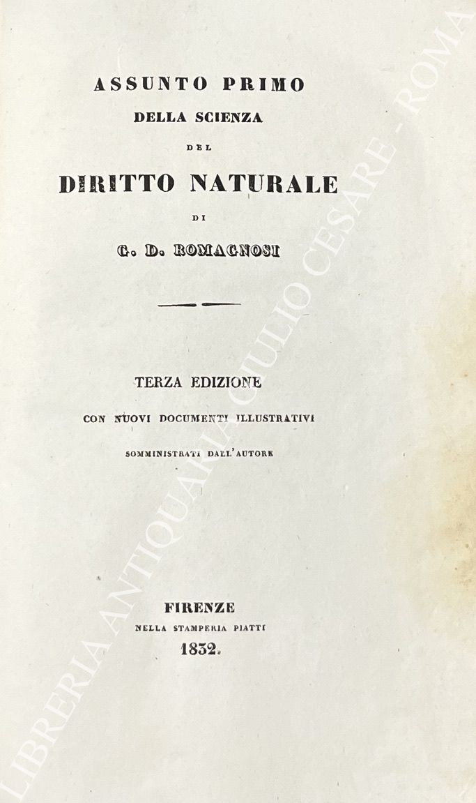 Assunto primo della scienza del diritto naturale