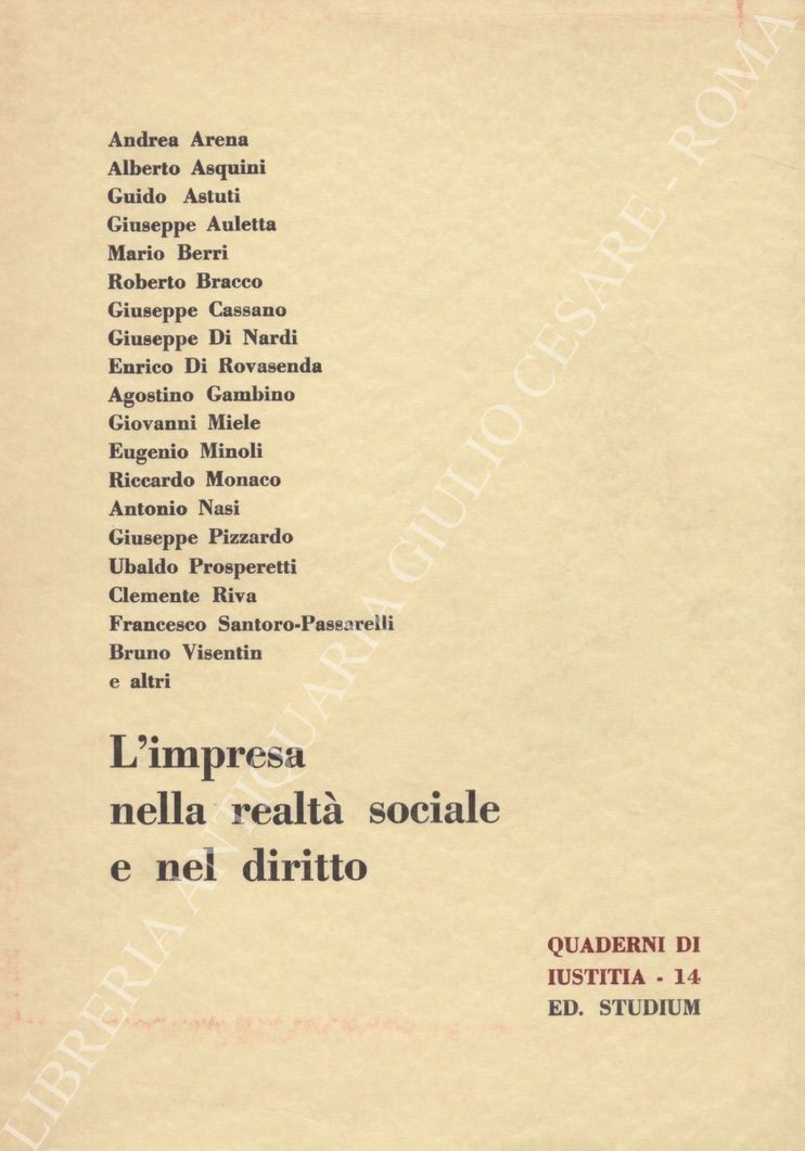 L'impresa nella realtà sociale e nel diritto