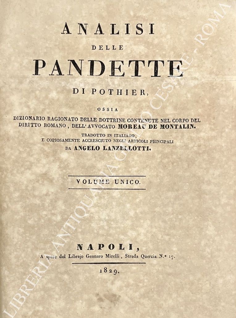 Analisi delle Pandette ossia dizionario ragionato