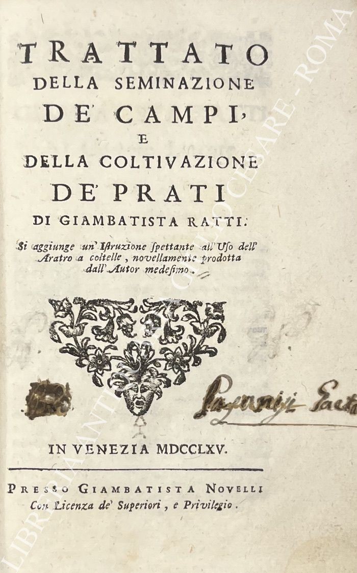 Trattato della seminazione de' campi, e della coltivazione de' prati