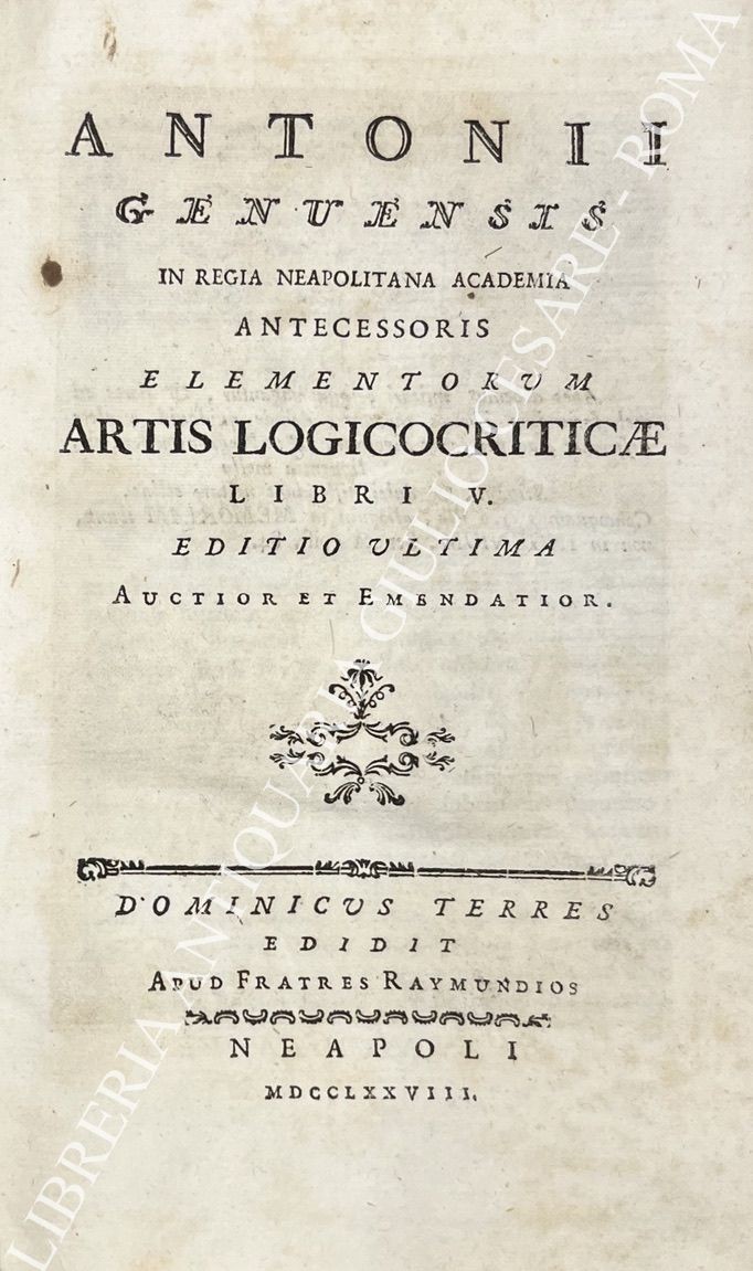 Antonii Genuensis in regia napoletana academia antecessoris