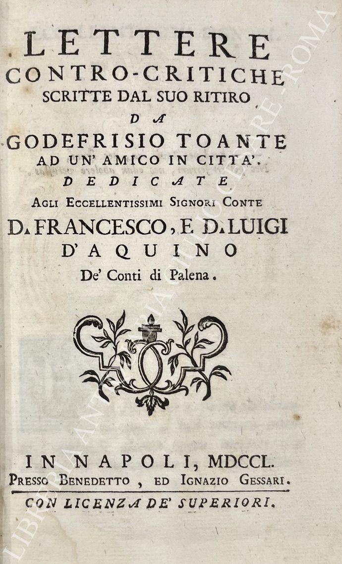 Lettere contro - critiche scritte dal suo ritiro da Godefrisio Toante