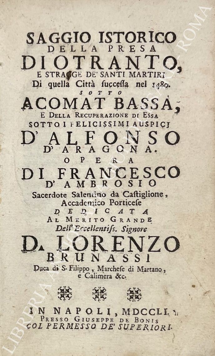 Saggio istorico della presa di Otranto