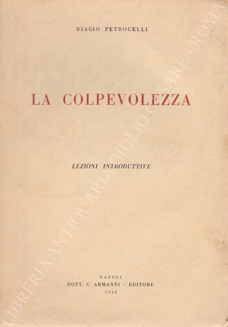 La colpevolezza. Lezioni introduttive