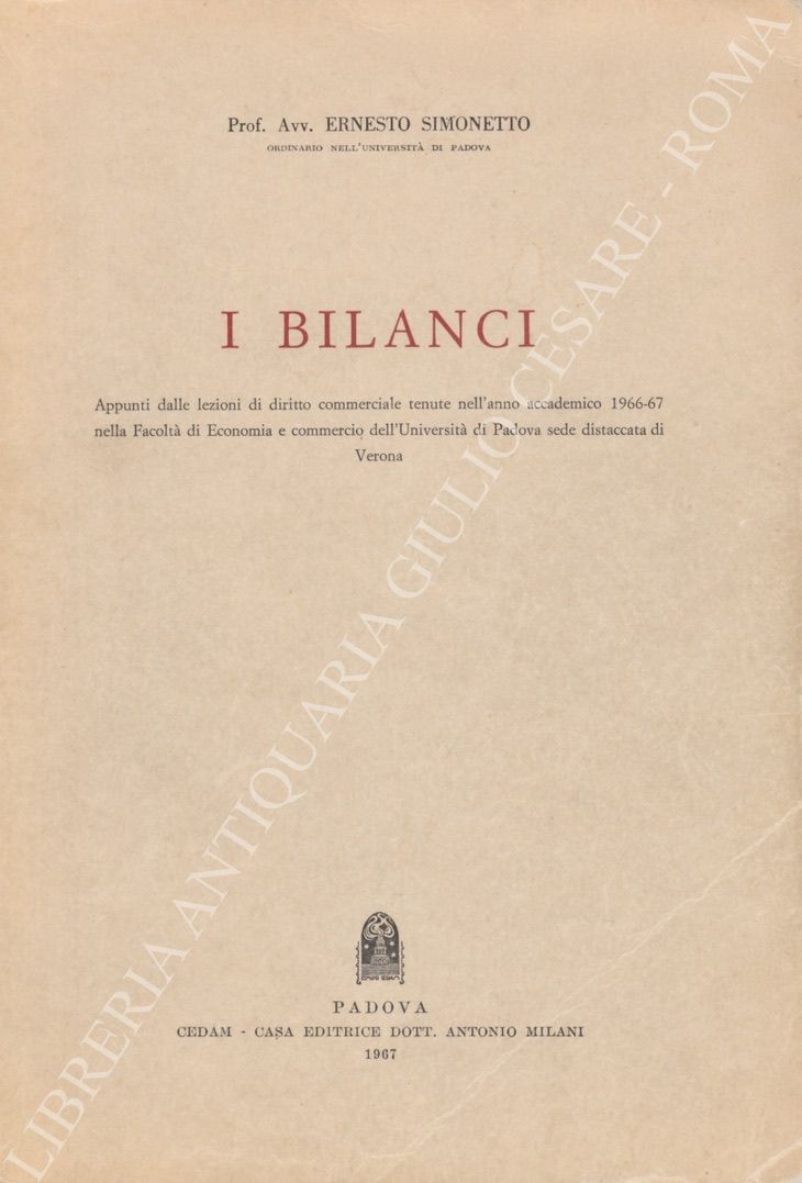 I bilanci. Appunti dalle lezioni di diritto commerciale