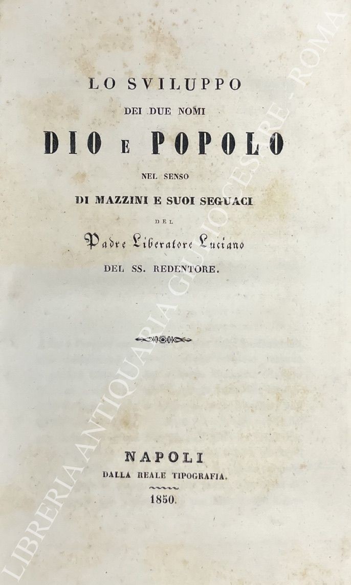 Lo sviluppo dei due nomi Dio e popolo nel senso di Mazzini