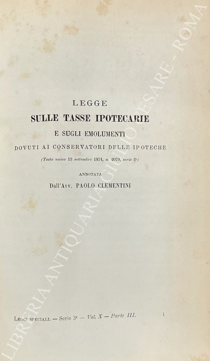Leggi sulle tasse ipotecarie e sugli emolumenti
