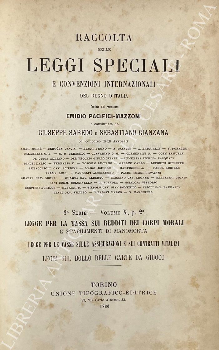 Legge per la tassa sui redditi dei corpi morali