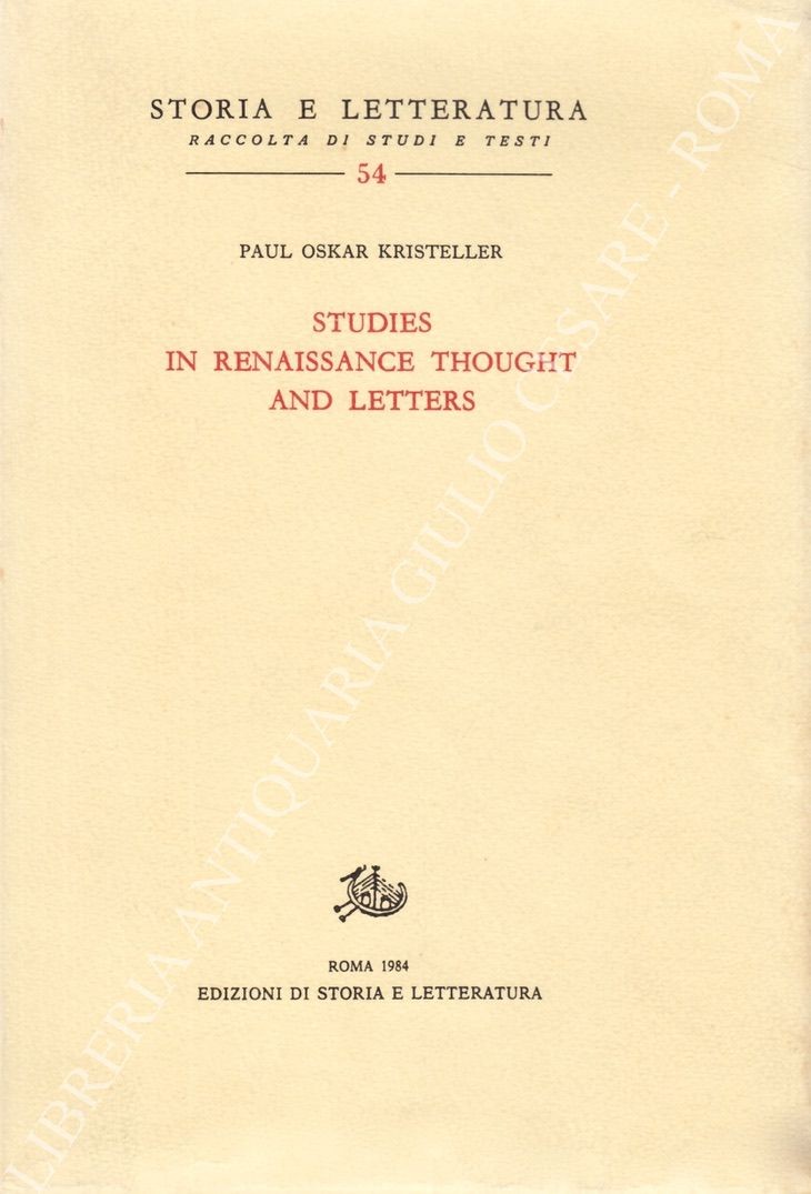 Studies in Renaissance thought and letters