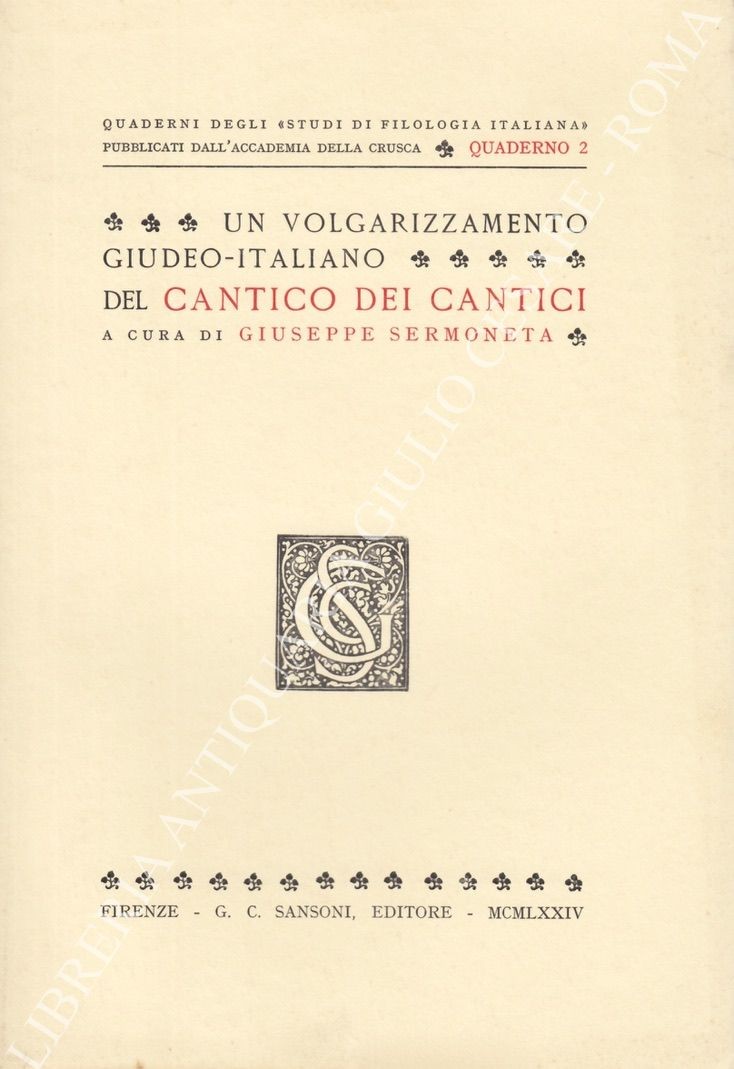 Un volgarizzamento giudeo-italiano del Cantico dei Cantici