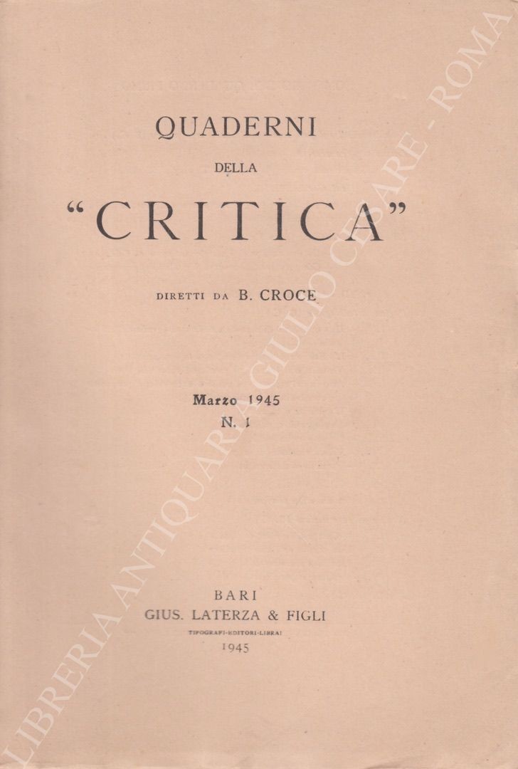Quaderni della Critica. Diretti da B. Croce