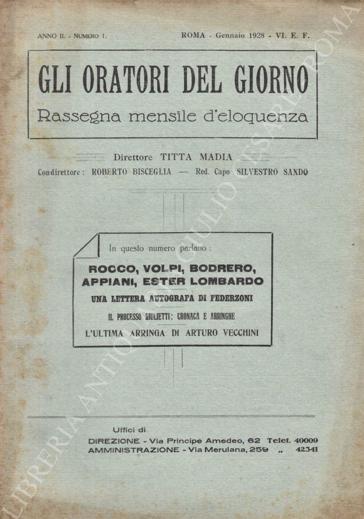 Gli oratori del giorno. Rassegna mensile d'eloquenza