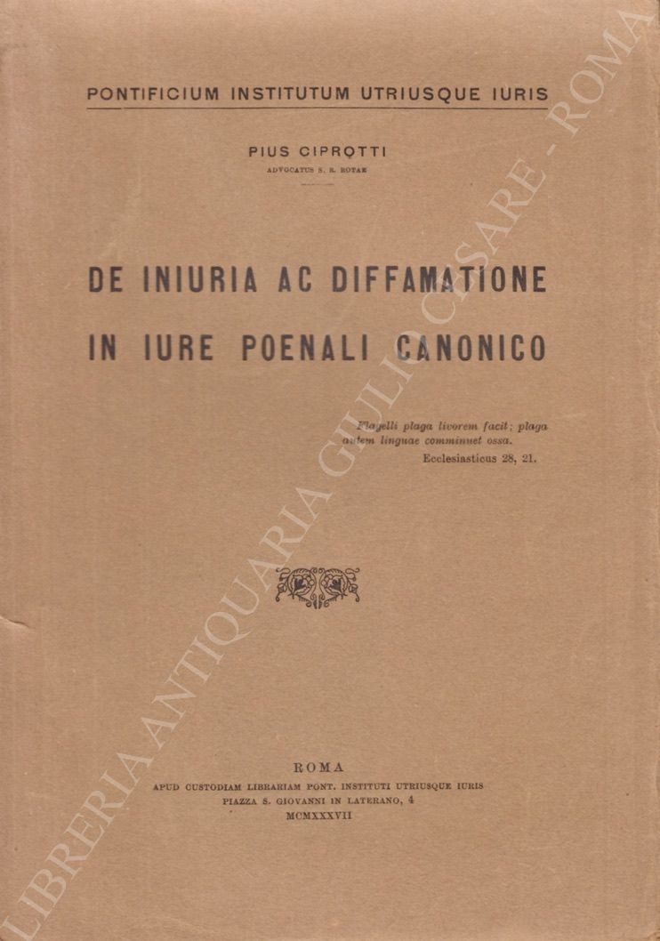 De iniuria ac diffamatione in iure poenali canonico