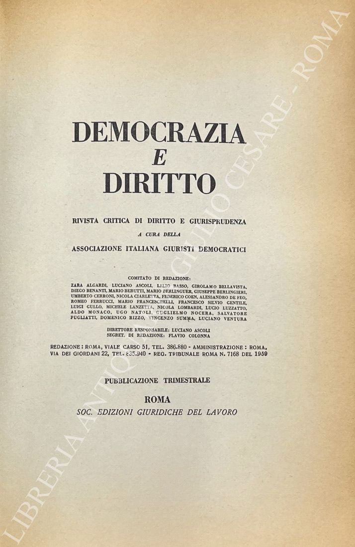 Democrazia e diritto. Anno V