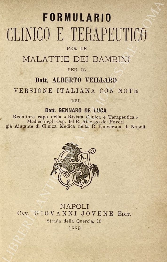 Formulario clinico e terapeutico per le malattie dei bambini