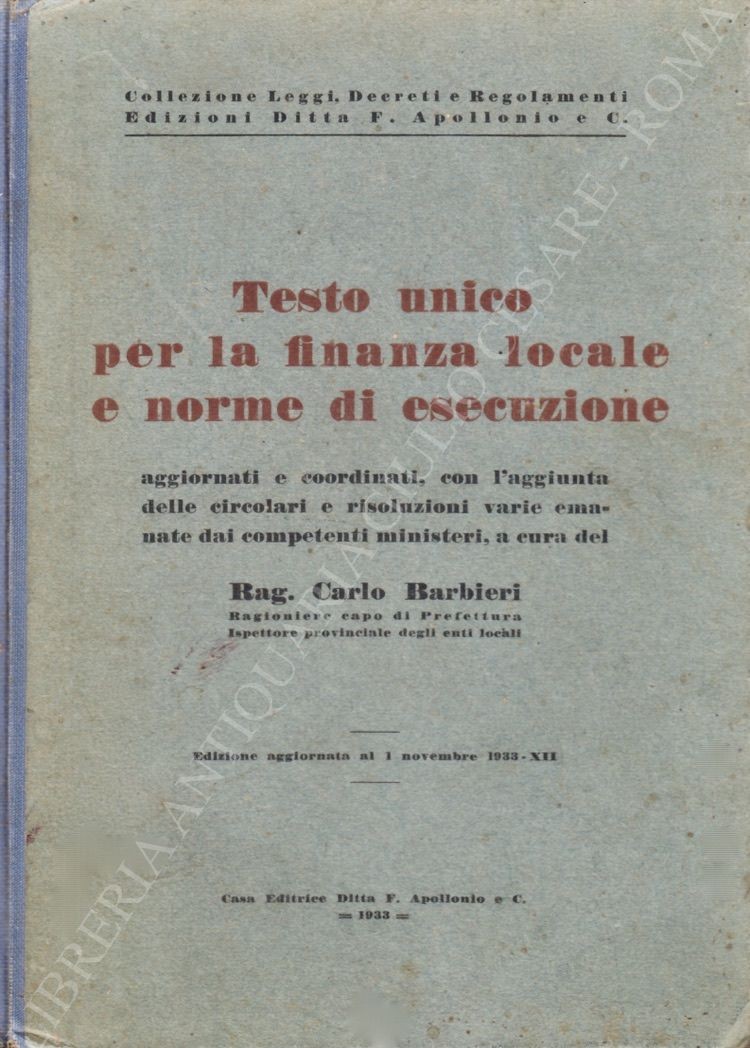 Testo unico per la finanza locale e norme di esecuzione