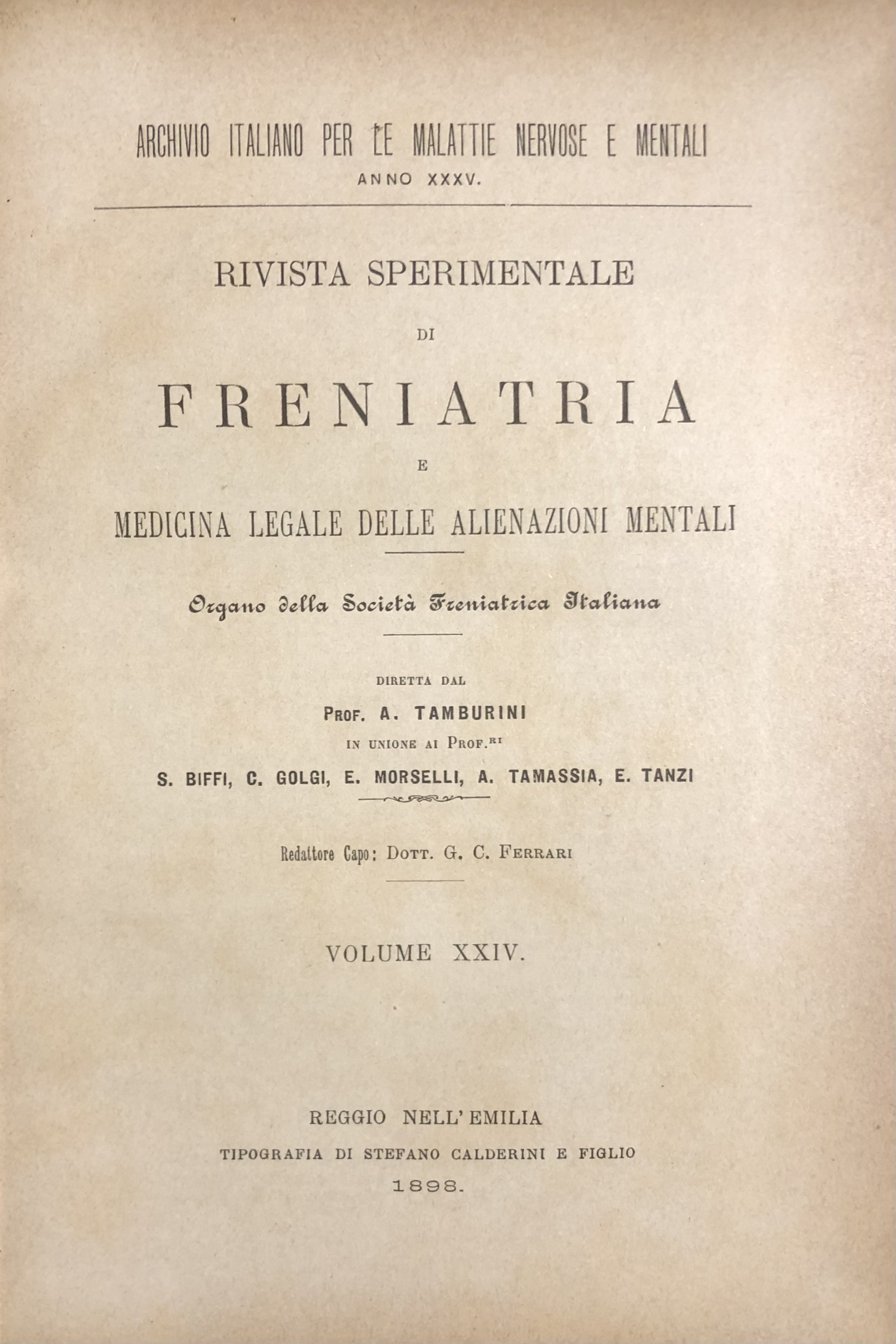 Rivista sperimentale di freniatria e di medicina legale 