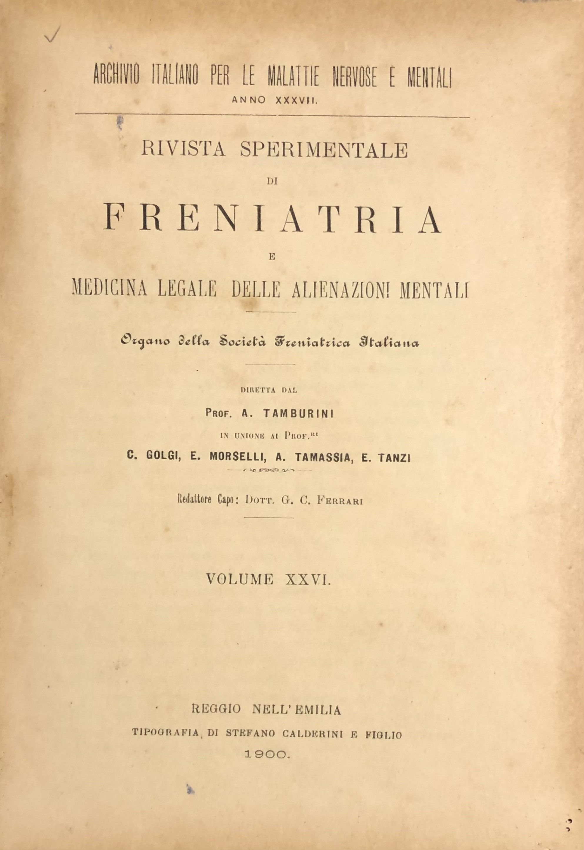 Rivista sperimentale di freniatria e di medicina legale 