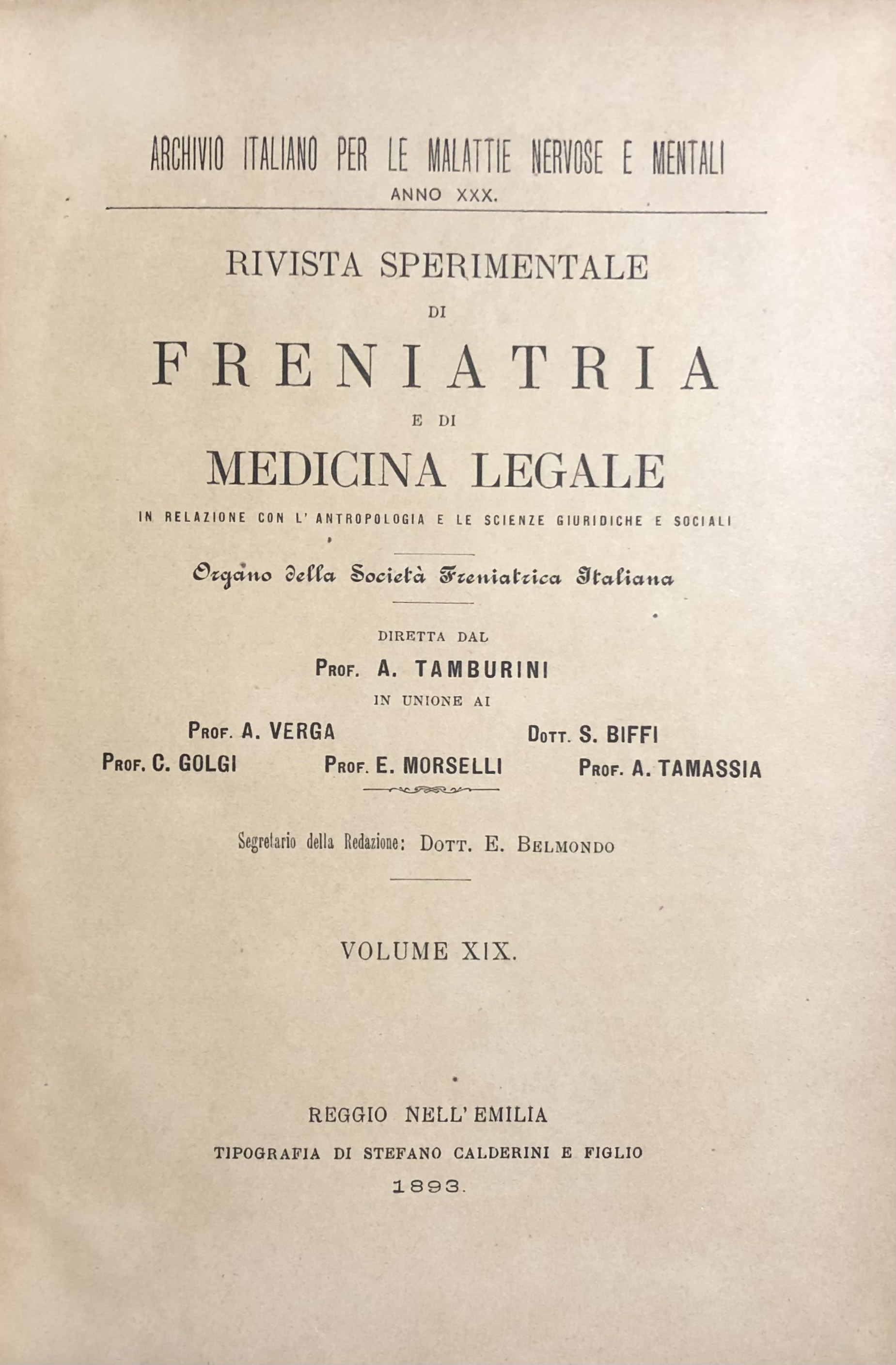 Rivista sperimentale di freniatria e di medicina legale 